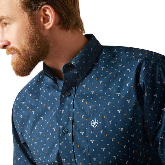 Ariat Men's Gavyn Fitted Moonlit Ocean Blue Button Down Shirt 10046586