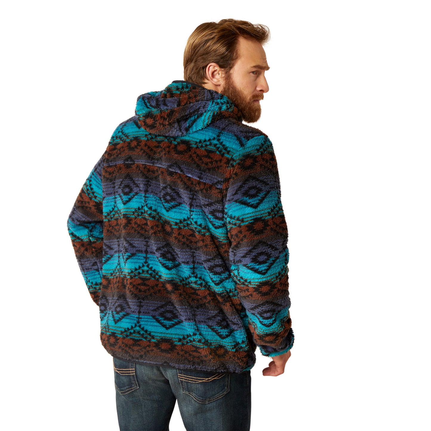 Ariat Men's Polar Bear Fleece Enamel Blue Serape Hoodie 10046659