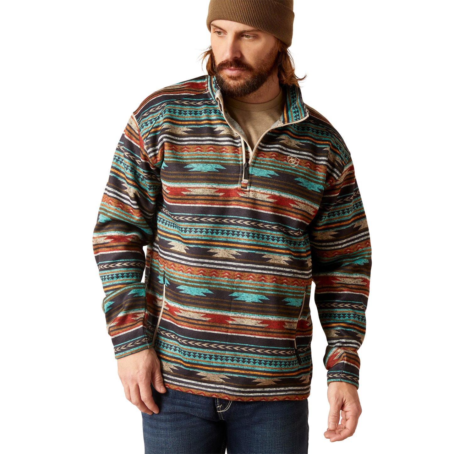 Ariat Men's Caldwell 1/4 Zip Biscay Bay Serape Pullover Sweater 10046668