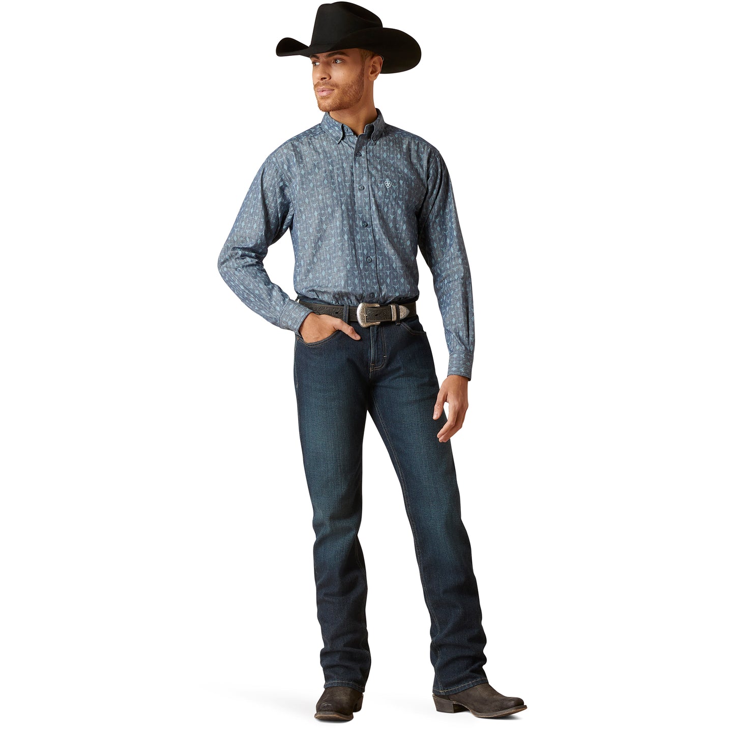 Ariat Men's Graham Casual Series Blue Button Down Shirt 10046752