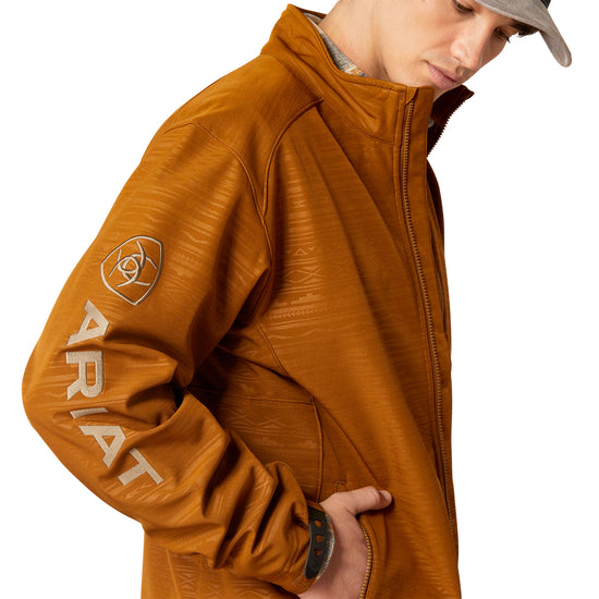 Ariat Men's Logo 2.0 Softshell Chestnut Brown Embossed Jacket 10046790