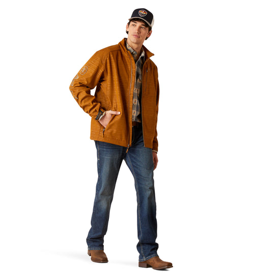 Ariat Men's Logo 2.0 Softshell Chestnut Brown Embossed Jacket 10046790
