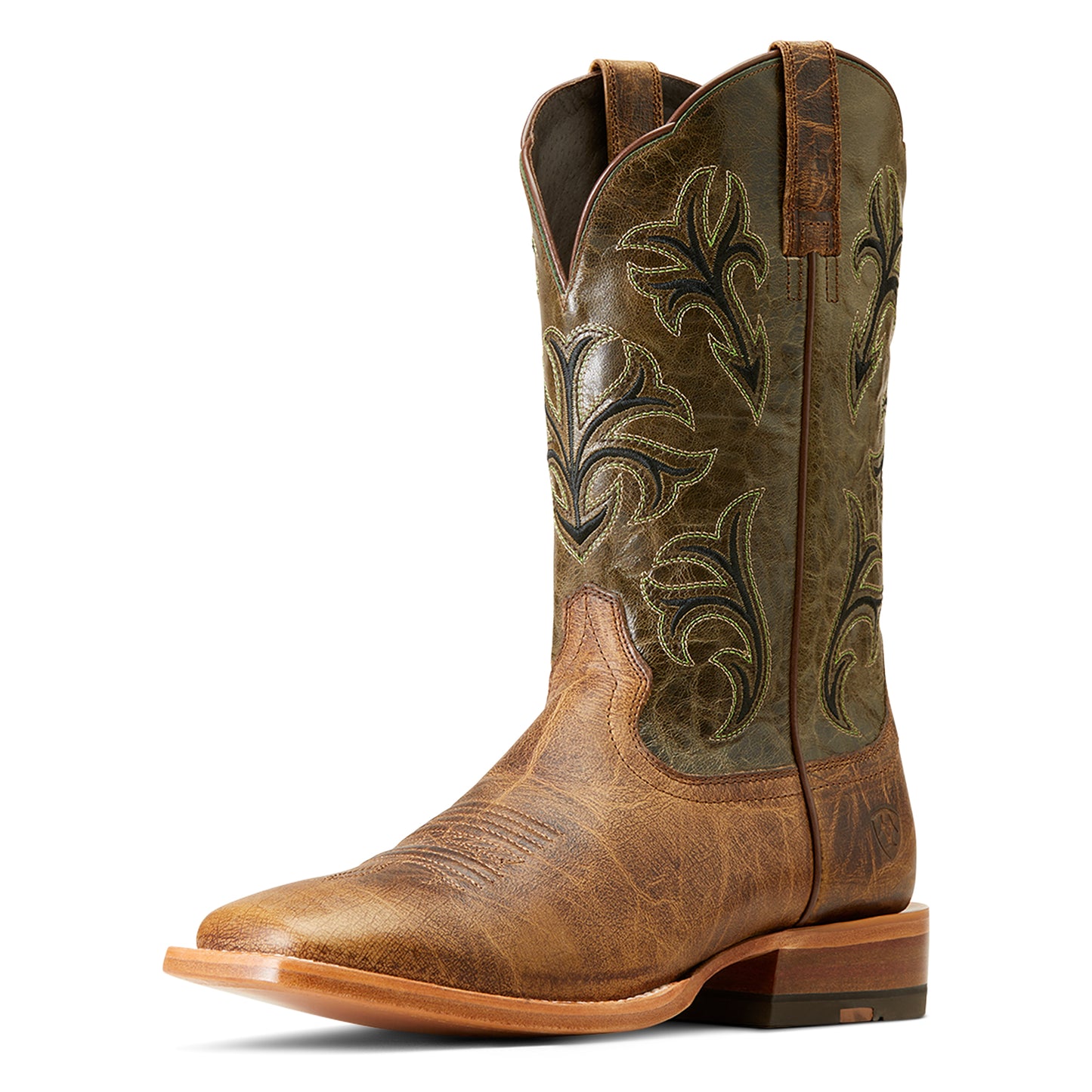 Ariat Men's Cowboss Crinkle Brown & Prairie Green Western Boots 10046854