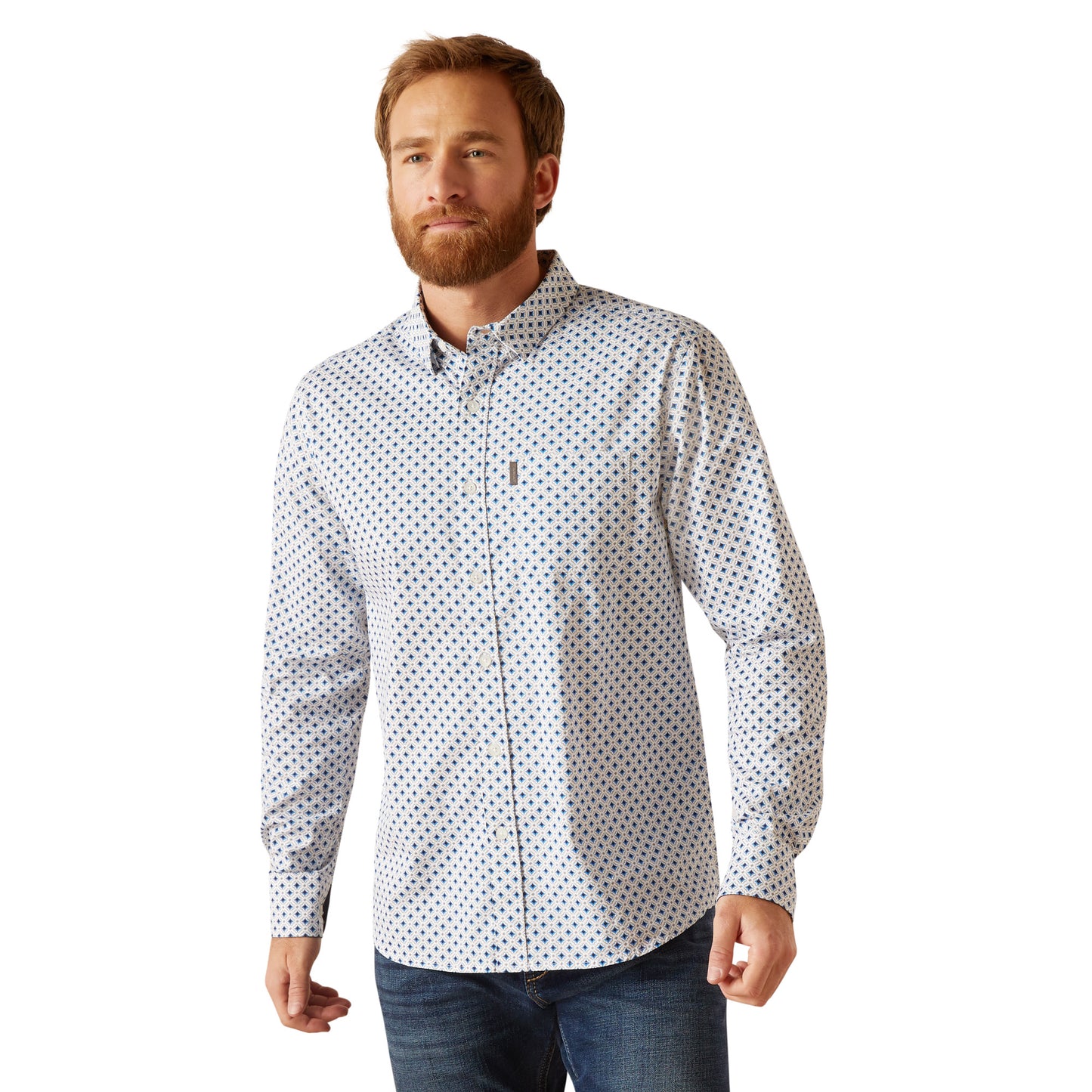 Ariat Men's Mac Stretch Modern Fit White Button Down Shirt 10047419