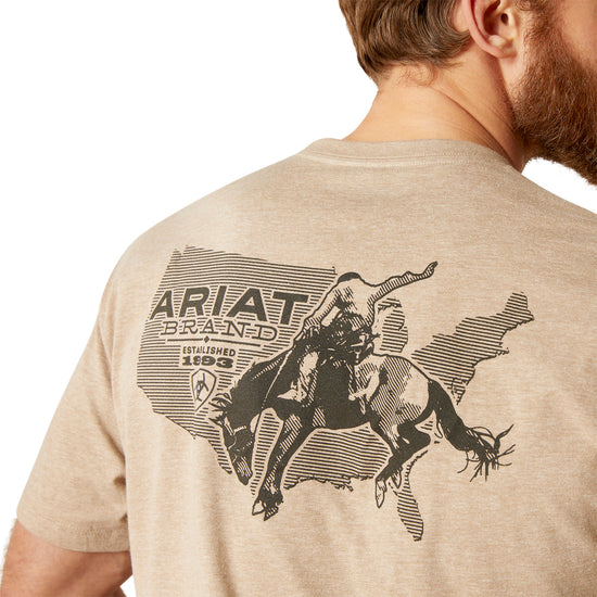 Ariat Men's USA Bronco Graphic Oatmeal Heather T-Shirt 10047588