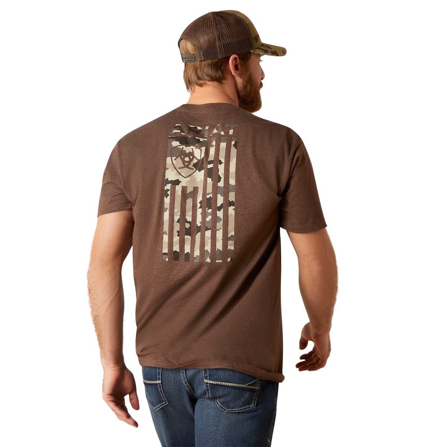 Ariat Men's Tonal Flag Graphic Brown Heather T-Shirt 10047589