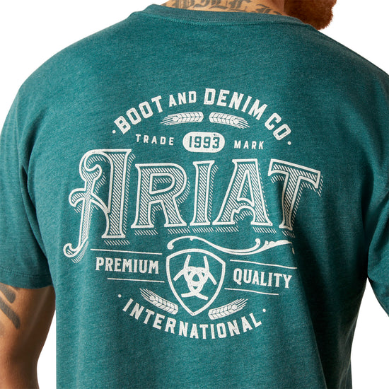 Ariat Men's Western Wheat Dark Teal Heather T-Shirt 10047612