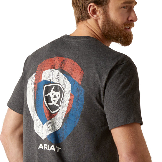 Ariat Men's Wooden Badges Graphic Charcoal Heather T-Shirt 10047646
