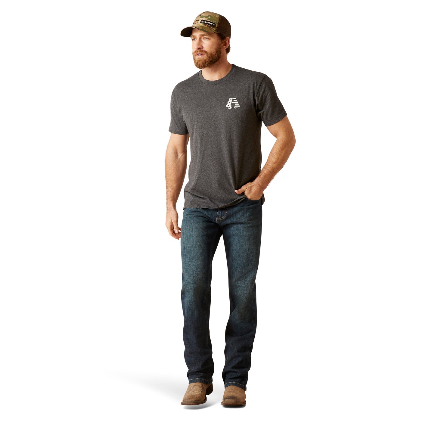 Ariat Men's US A Graphic Charcoal Heather T-Shirt 10047656