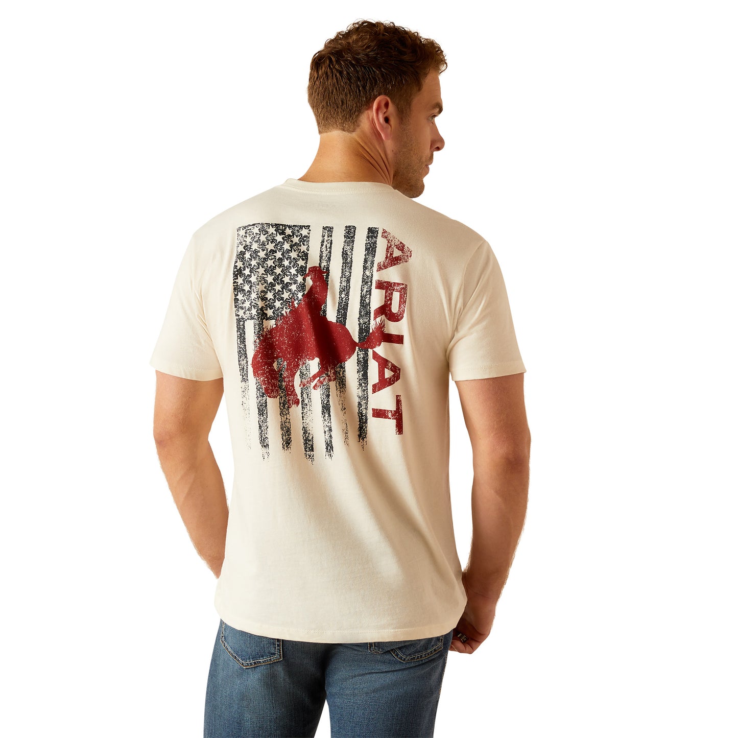 Ariat Men's Bronco Flag Graphic Off White T-Shirt 10047898