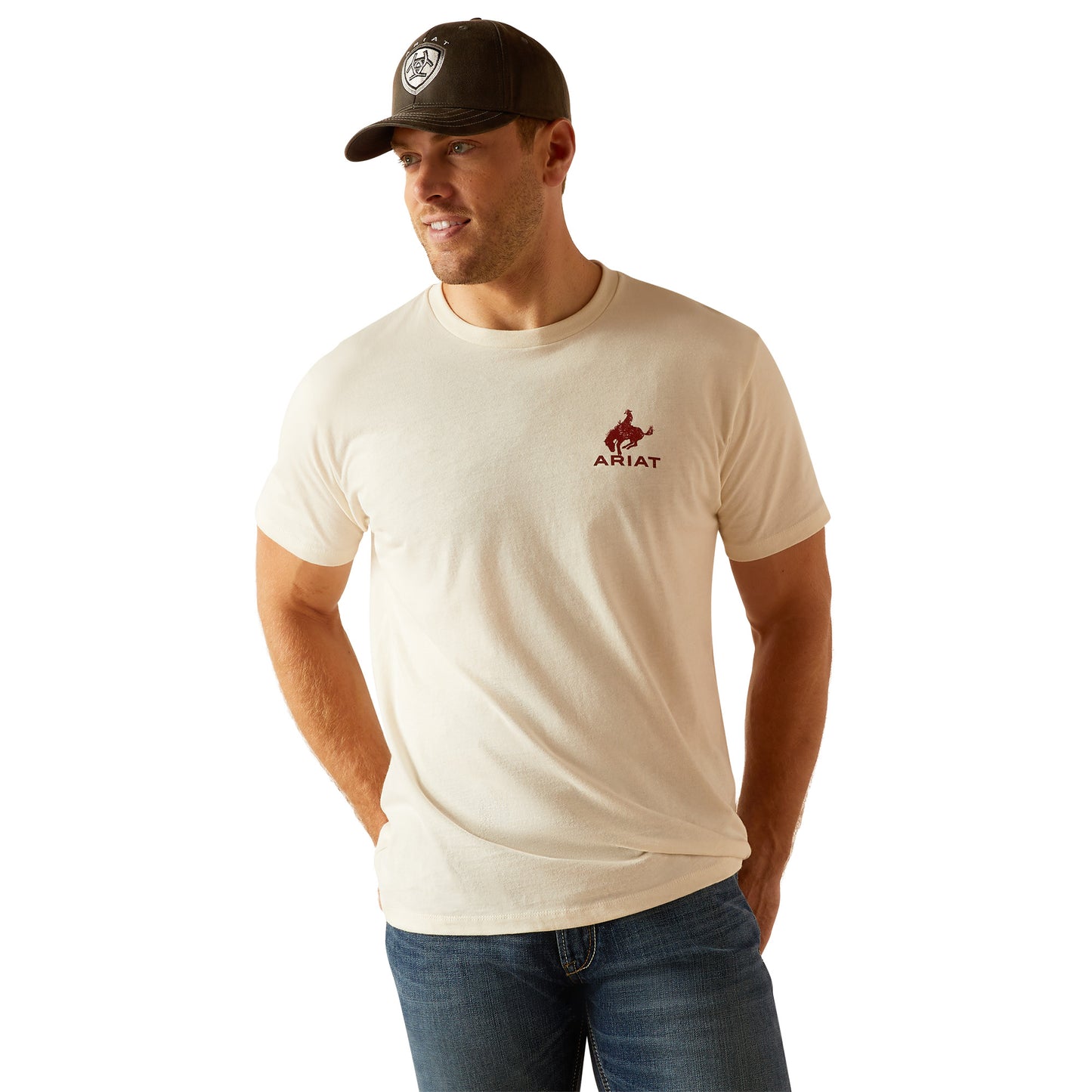 Ariat Men's Bronco Flag Graphic Off White T-Shirt 10047898