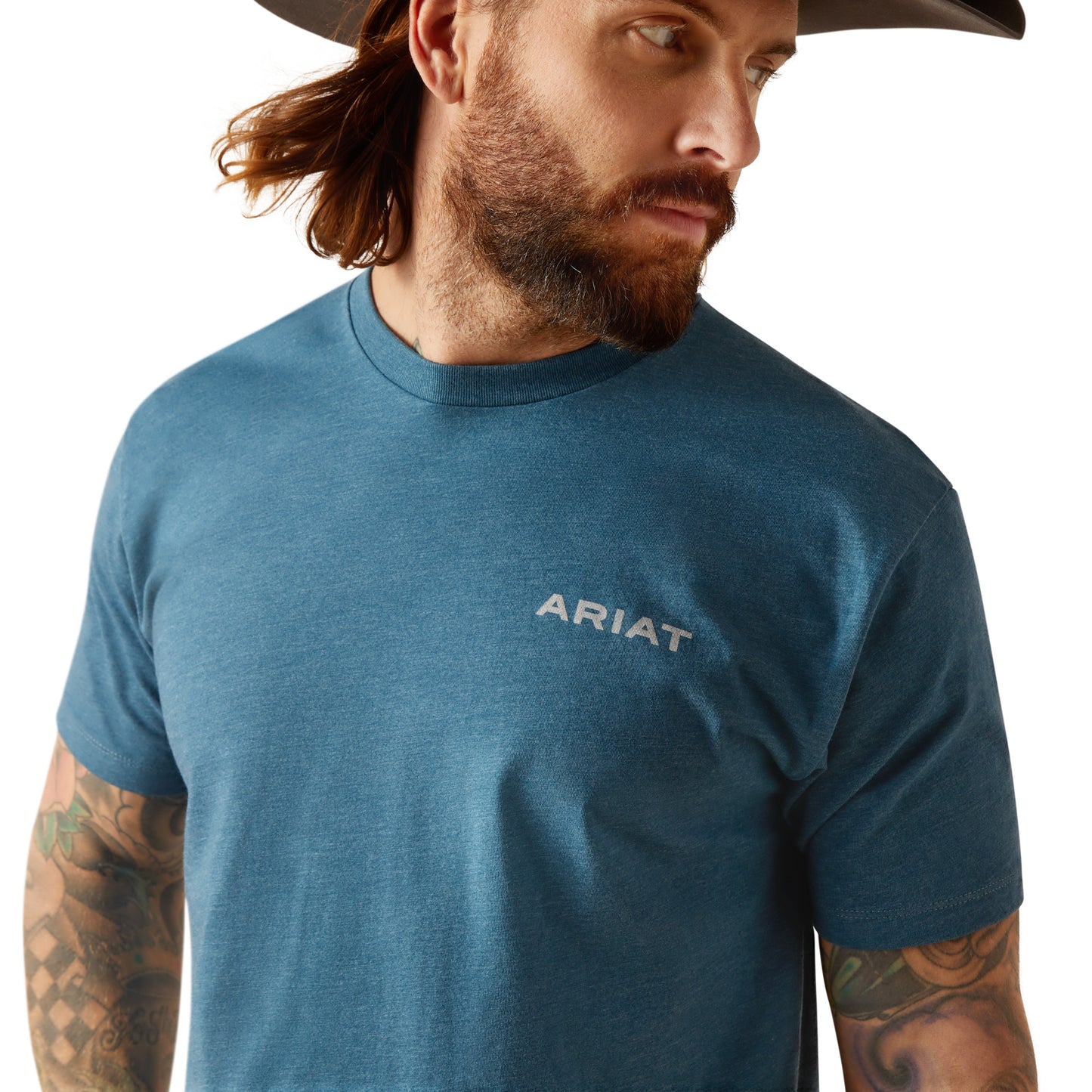 Ariat Men's Western Wire Graphic Logo Steel Blue Heather T-Shirt 10047902