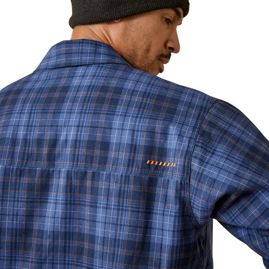 Ariat Men's Rebar Flannel Insulated Coastal Blue Plaid Shirt Jacket 10046019