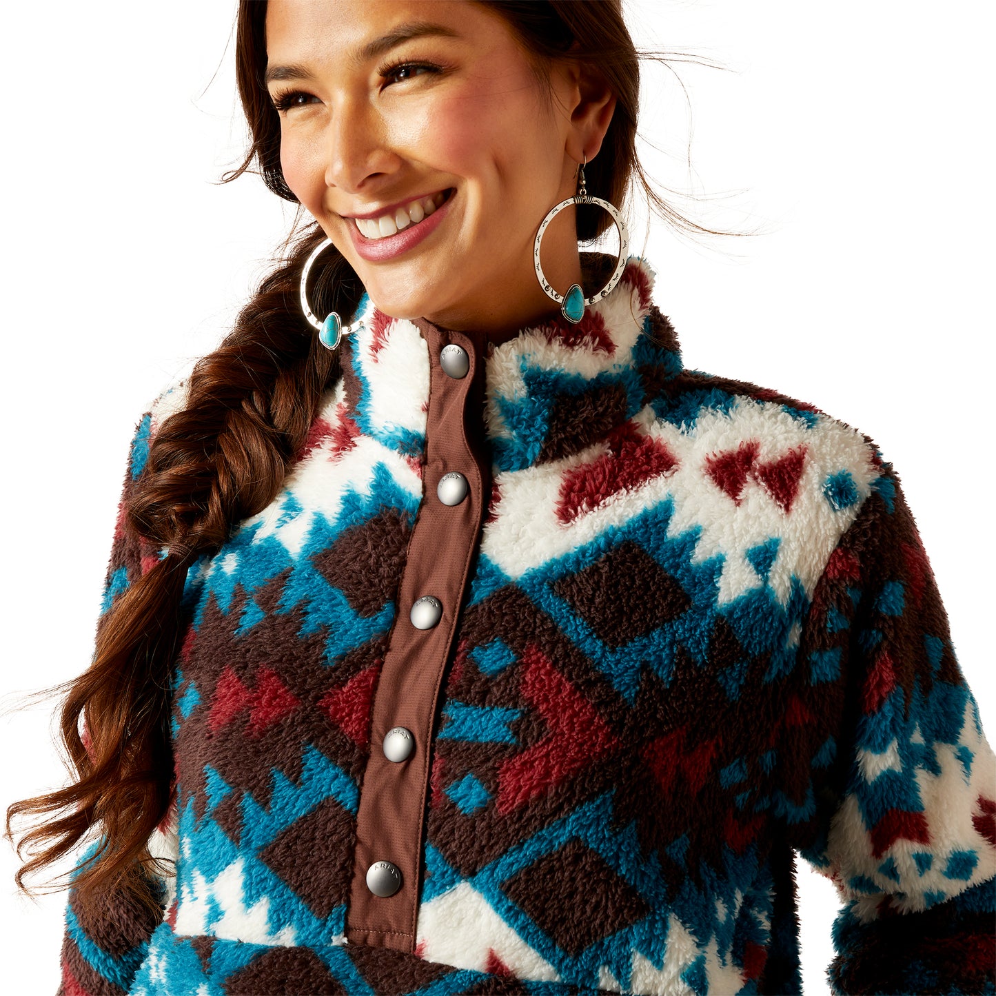 Ariat Ladies Berber Snap Front Plainsview Print Sweatshirt 10046253