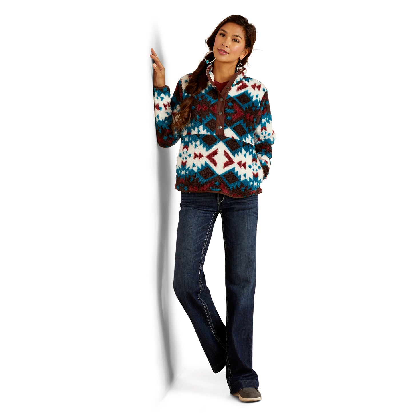 Ariat Ladies Berber Snap Front Plainsview Print Sweatshirt 10046253