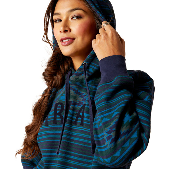 Ariat Ladies Logo Dark River Blue Serape Hoodie 10046259