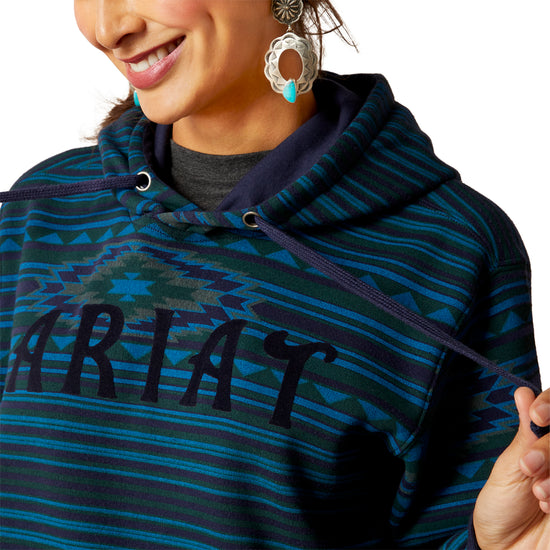 Ariat Ladies Logo Dark River Blue Serape Hoodie 10046259