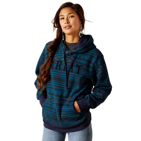 Ariat Ladies Logo Dark River Blue Serape Hoodie 10046259