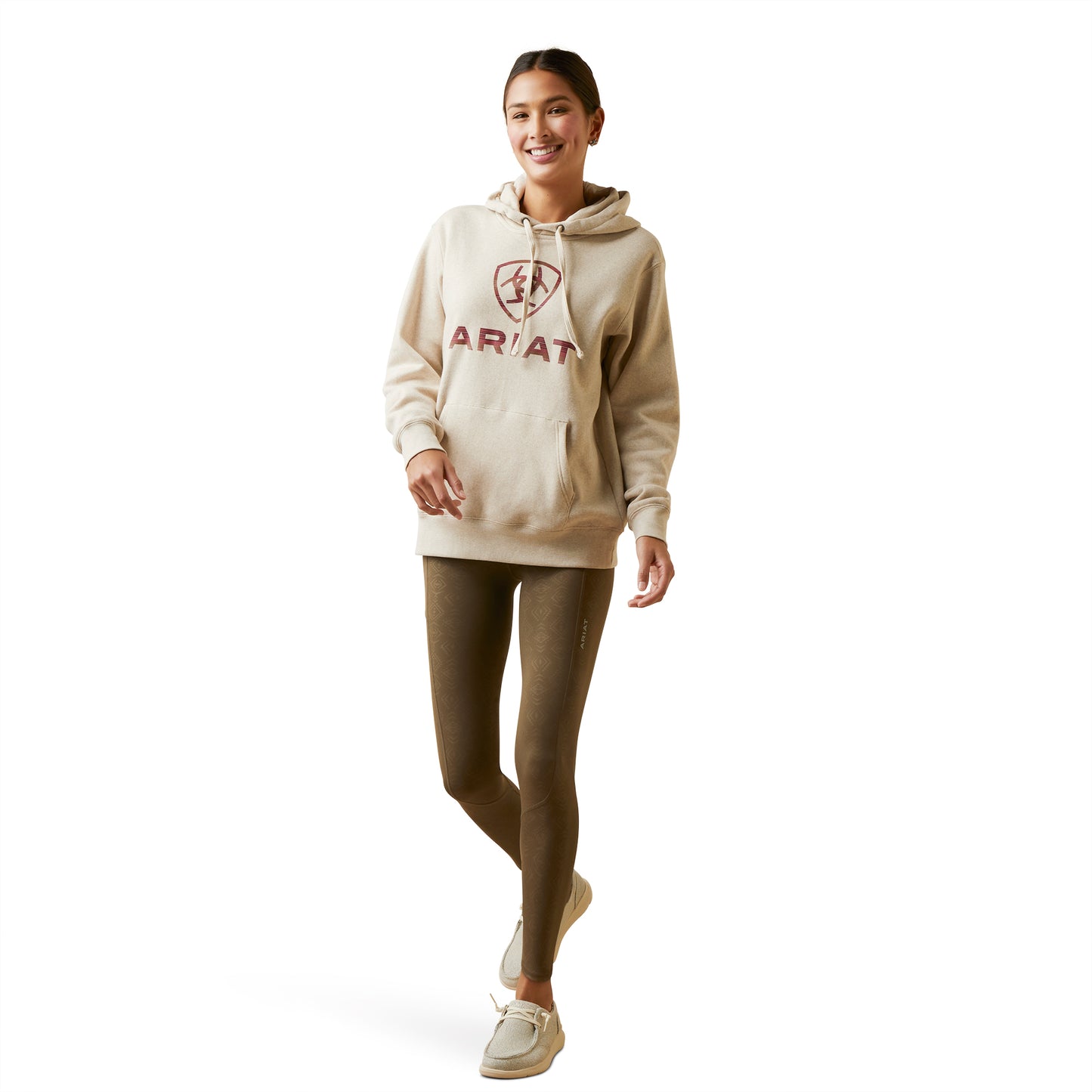 Ariat Ladies R.E.A.L Ombre Shield Oatmeal Heather Hoodie 10046449