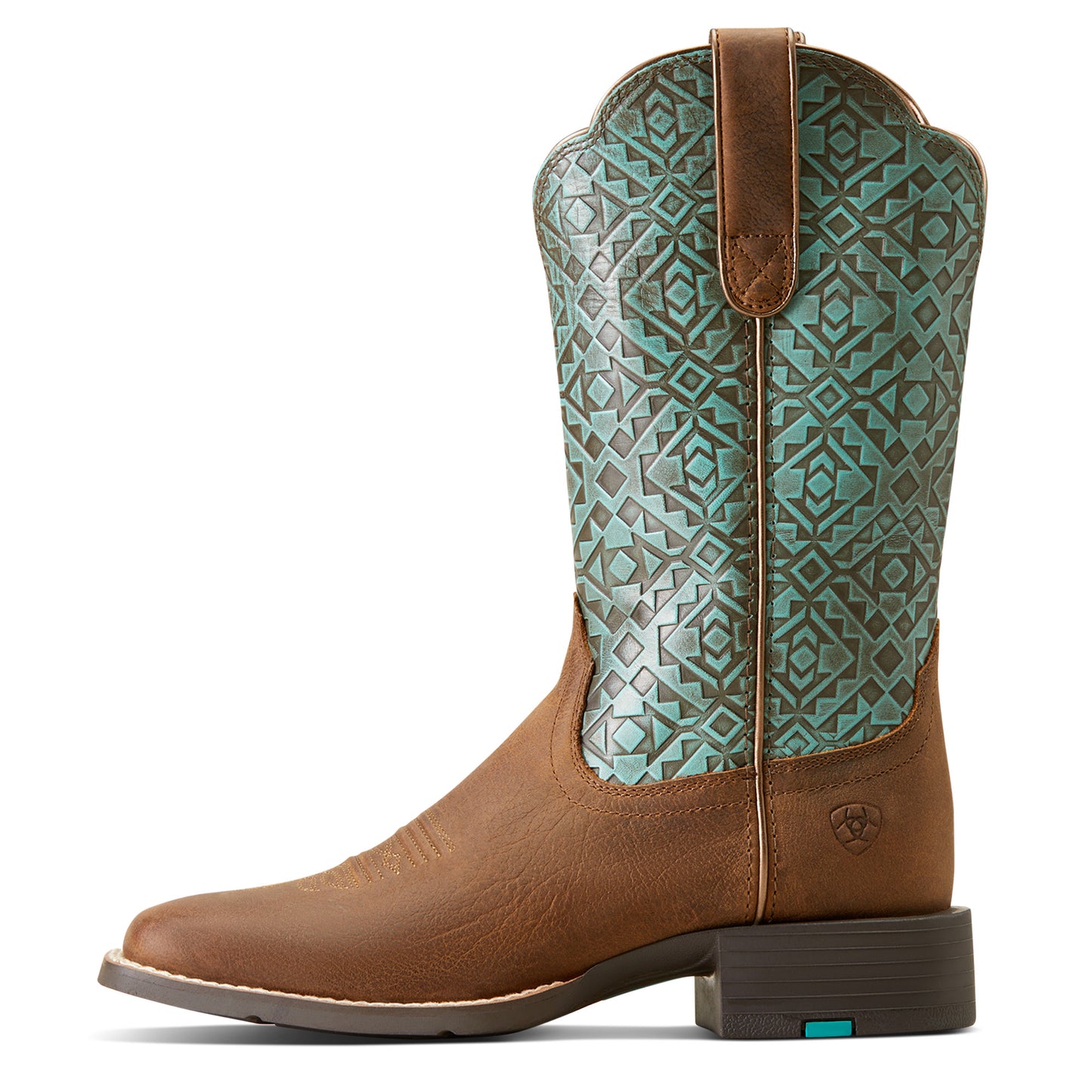 Ariat Ladies Round Up Old Earth & Turquoise Blanket Western Boots 10046882