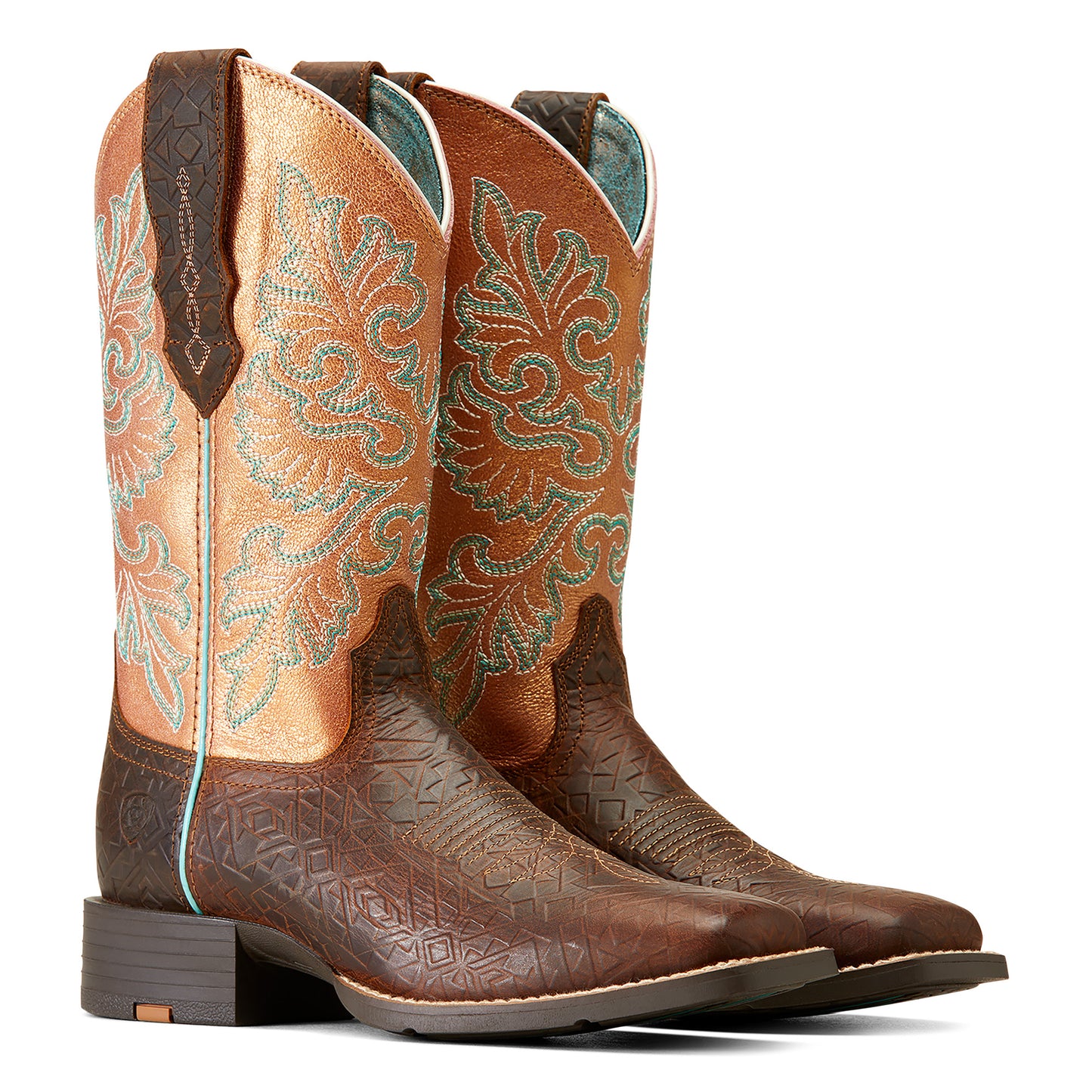 Load image into Gallery viewer, Ariat Ladies Round Up Toasted Blanket Emboss Square Toe Western Boots 10047039
