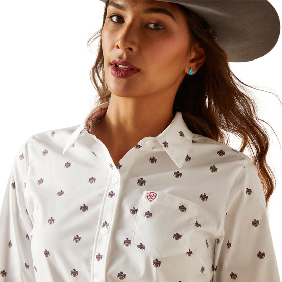 Ariat Ladies Wrinkle Free Kirby Thunderbird Print Button Shirt 10047236