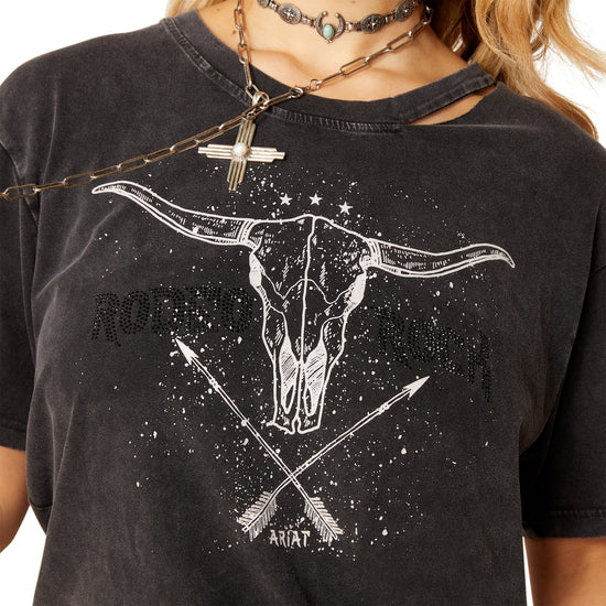 Ariat Ladies Rock 'N' Rodeo Distressed Charcoal Wash T-Shirt 10047302