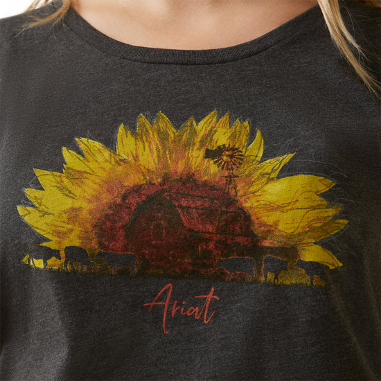 Ariat Ladies Sun Flower Farm Graphic Charcoal Heather T-Shirt 10047640