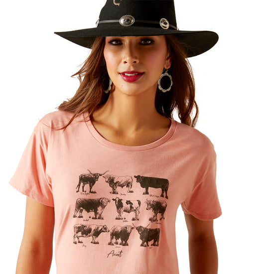 Ariat Ladies Cow Chart Sunset Heather T-Shirt 10047641