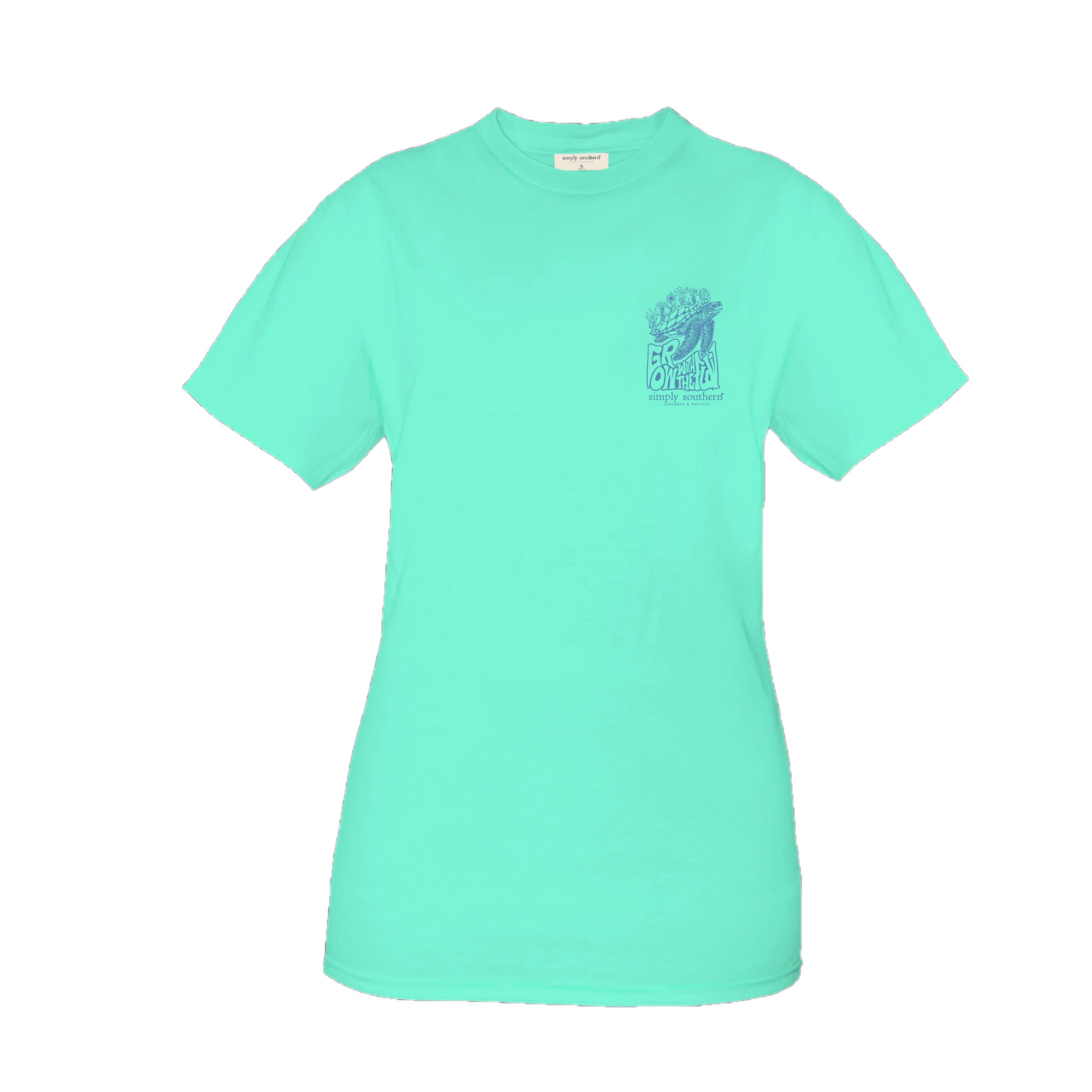 Simply Southern Ladies " Grow With The Flow" Graphic Sea Green T-Shirt FLOW-SEA