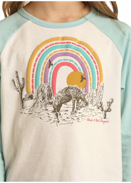 Rock & Roll Cowgirl Children's Rainbow Baseball T-Shirt G4T1553-12