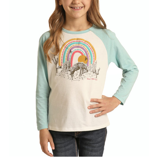 Rock & Roll Cowgirl Children's Rainbow Baseball T-Shirt G4T1553-12