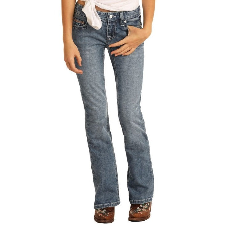 Rock & Roll Denim Girl's Medium Wash Bootcut Jeans G5-9787