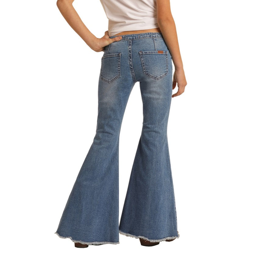 Rock & Roll Denim Girl's Extra Stretch Bell Bottom Jeans G5B1705