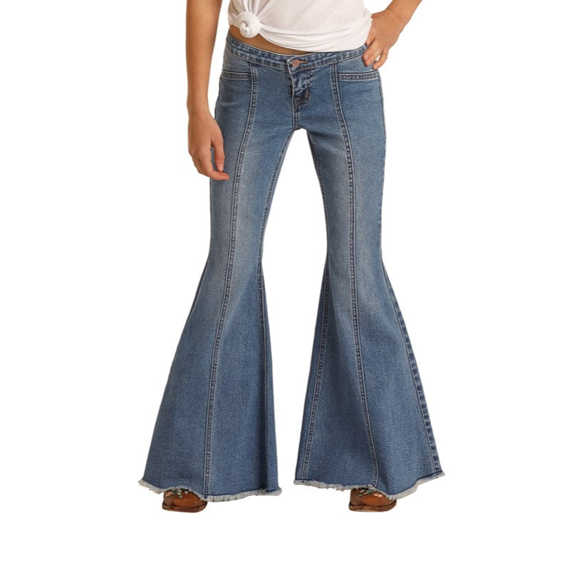 Rock & Roll Denim Girl's Extra Stretch Bell Bottom Jeans G5B1705