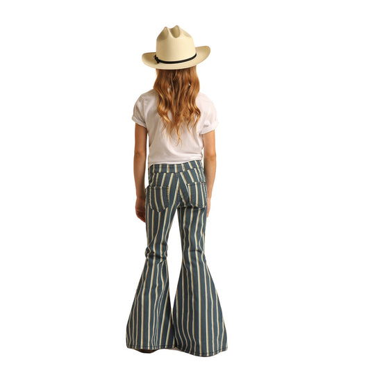 Rock & Roll Cowgirl® Girl's Denim Navy Striped Bell Bottoms G5B2726
