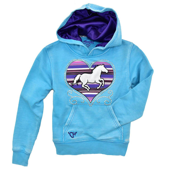 Load image into Gallery viewer, Cowgirl Hardware Children&amp;#39;s Serape Heart Turquoise Hoodie 471299-390
