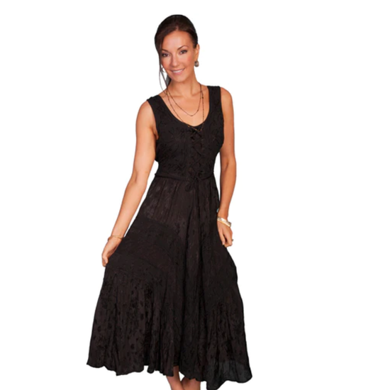 Scully® Ladies Black Lace Up Peasant Tiered Dress HC118-BLK