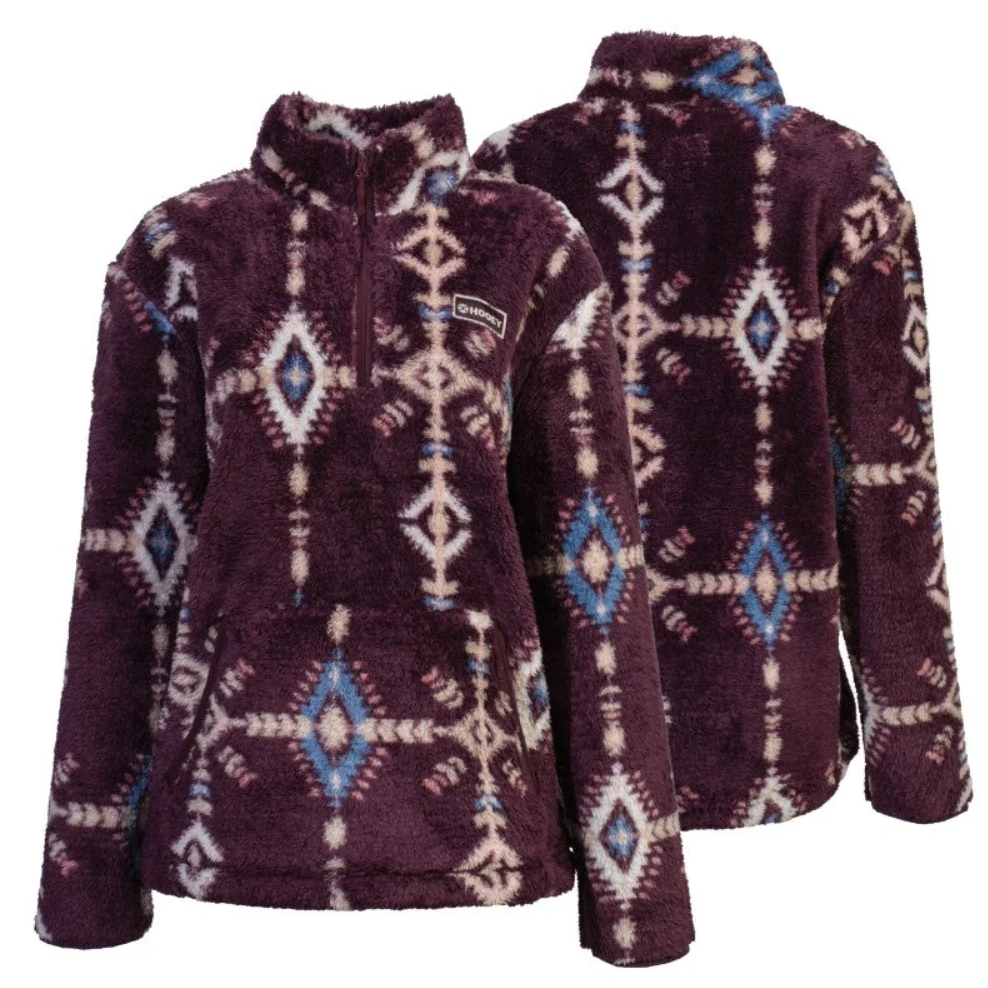 Hooey Ladies Aztec Print Maroon Fleece Pullover HFP006MAAZ