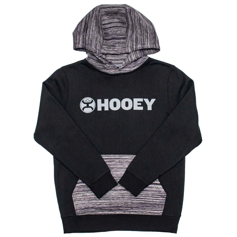 Hooey® Youth Black & Grey "Lock-Up" Logo Hooded Sweatshirt HH1191BK-Y