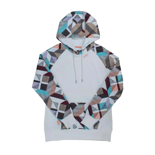 Hooey® Youth Girl's "Morocco" Geo Print & White Hoodie HH1198WH-Y