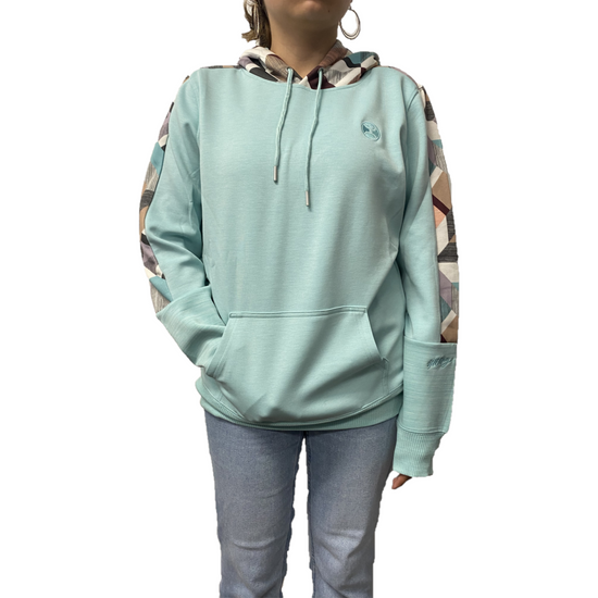 Hooey® Ladies Canyon Etched Tile Print Turquoise Hoodie HH1199TQ