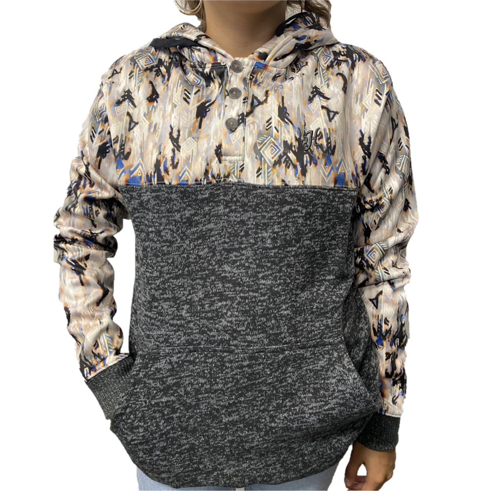 Hooey® Ladies Jimmy Aztec Print Charcoal Hooded Sweatshirt HH1202AZCH