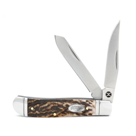 Hooey Stag Trapper 4 1/4" Large Pocket Knife HK129-02