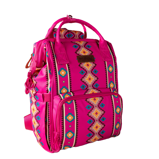 Wrangler Ladies Aztec Printed Hot Pink Dual Sided Backpack WG2204-9110HPK