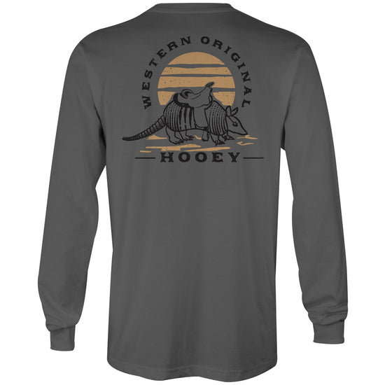 Hooey Men's Armadillo Long Sleeve Grey Pocket T-Shirt HT1527GY