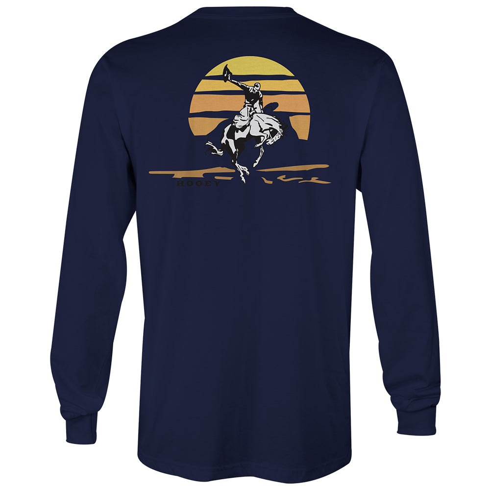 Hooey Men's Sunset Bronc Long Sleeve Navy T-Shirt HT1534NV