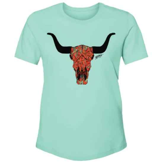 Hooey® Girl's Floral Skull Turquoise T-Shirt HT1632TQ