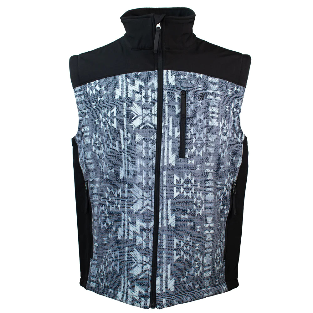 Hooey Men's Aztec Grey & Black Softshell Vest HV092CHAZ