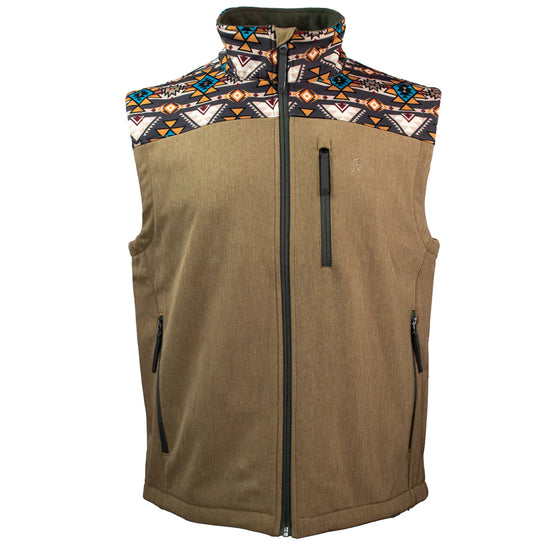 Hooey® Men's Softshell Aztec Print Fleece Tan Vest HV092TNAZ